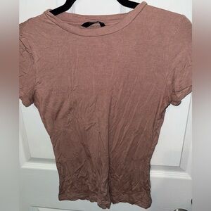 SHEIN Short Sleeve Crewneck Tee in Mauve Brown